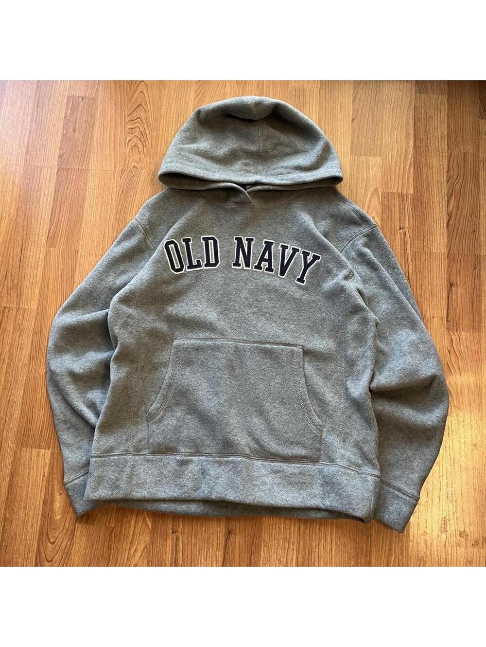 Vintage old navy y2k grey spell out hoodie | size L